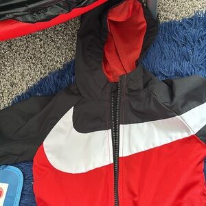 Nike Red and Black Raincoat Sporty Design